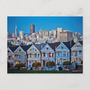 Cartão Postal As Painted Ladies & Skyline São Francisco, CA