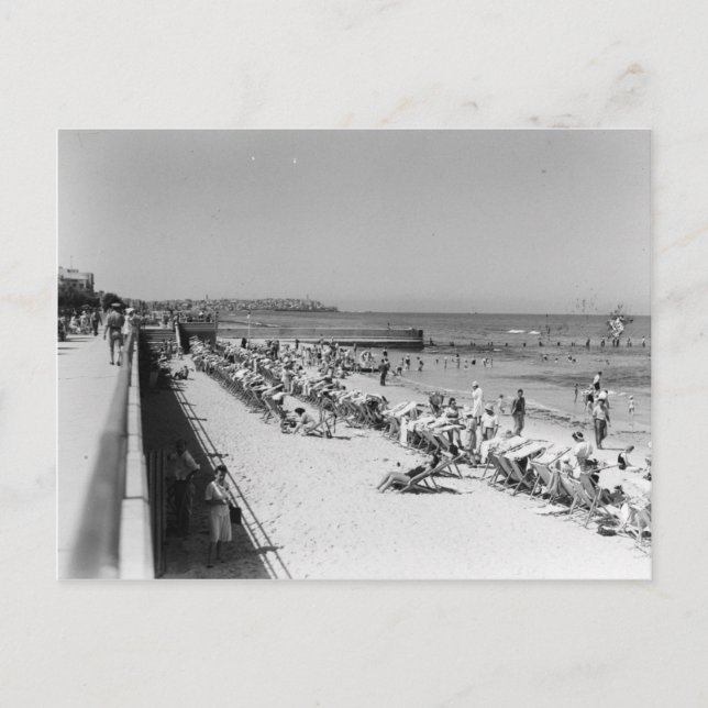 Cartão Postal As praias de Tel Aviv nos anos 30 (Frente)