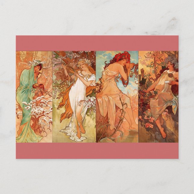Cartão Postal As Quatro Estações - Art Nouveau (Frente)