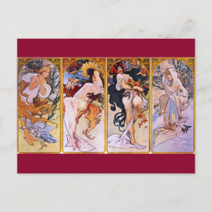 Cartão Postal As Quatro Estações de Arte Nouveau