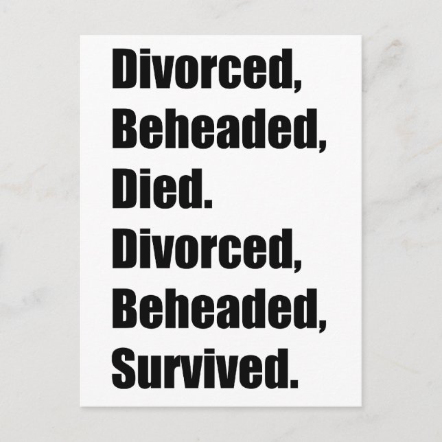 Cartão Postal As seis esposas de Henrique VIII (Frente)