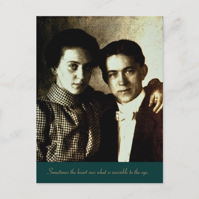 Cartão Postal Às vezes o coração vê o que é invisível... (Frente)
