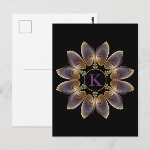 Cartão Postal Asas de Anjo Abstratas Mandala Fractal Monograma