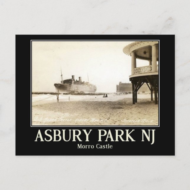 Cartão Postal Asbury Park, Morro Castle, Vintage (Frente)