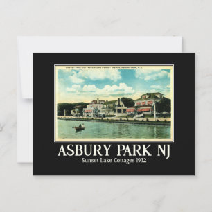 Cartão Postal Asbury Park NJ 1930s Vintage inspirado