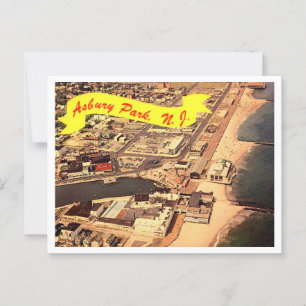 Cartão Postal Asbury Park NJ Aerial View 1970