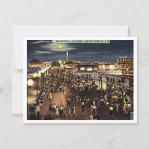 Cartão Postal Asbury Park NJ Boardwalk na noite de 1940