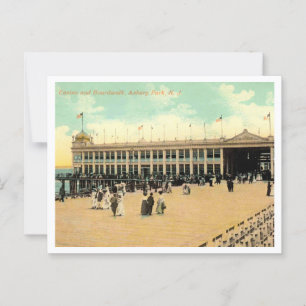 Cartão Postal Asbury Park NJ, Casino e Boardwalk, 1910 Vintage