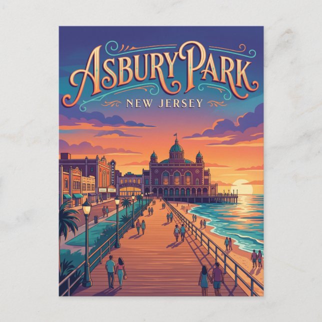 Cartão Postal Asbury Park Nova Jérsei (Frente)