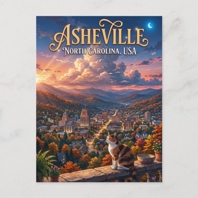 Cartão Postal Asheville EUA (Frente)