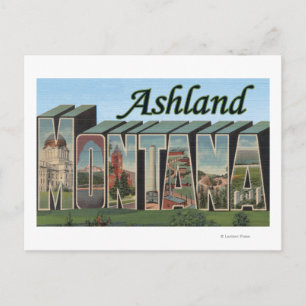 Cartão Postal Ashland, Montana - Cenas com Letras Grandes