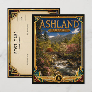Cartão Postal Ashland Oregon Arte Deco Vintage Idade Dourada