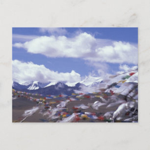 Cartão Postal Asia, China, Tibet, Tangla Pass. Prayer flags
