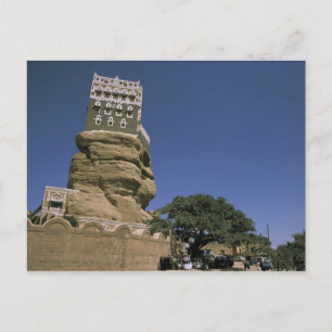 Cartão Postal Ásia, Iêmen, Wadi Dhar. Palácio de Rocha, ou Dar A