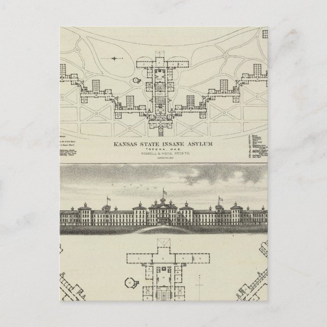 Cartão Postal Asilo Sanitário do Estado do Kansas (Frente)