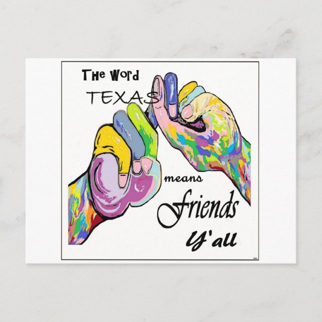 Cartão Postal ASL Texas significa amigo (Frente)