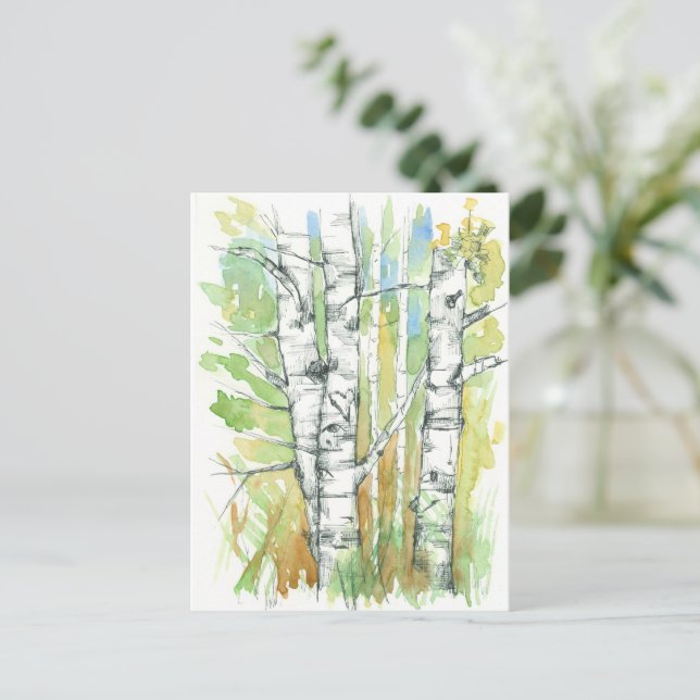 Cartão Postal Aspen Árvores Gravadas Cardíaco Natureza Latido Br (Em pé/Frente)