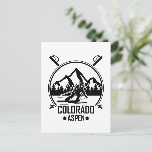 Cartão Postal Aspen Colorado Ski (Em pé/Frente)