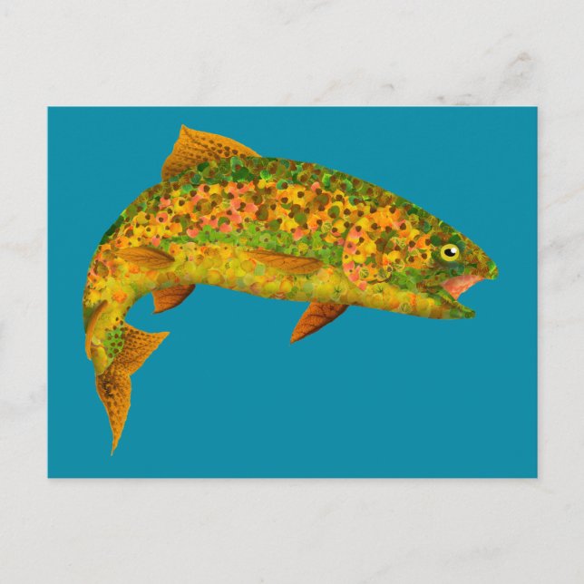Cartão Postal Aspen Leaf Rainbow Trout 2 (Frente)