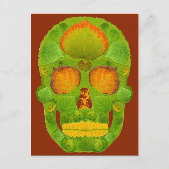Cartão Postal Aspen Leaf Skull 10 (Frente)