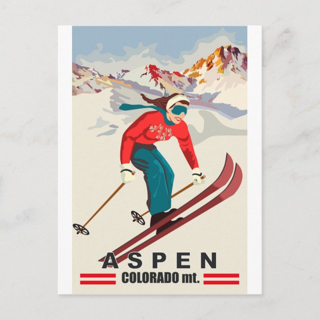 Cartão Postal Aspen Ski, Montanhas do Colorado (Frente)