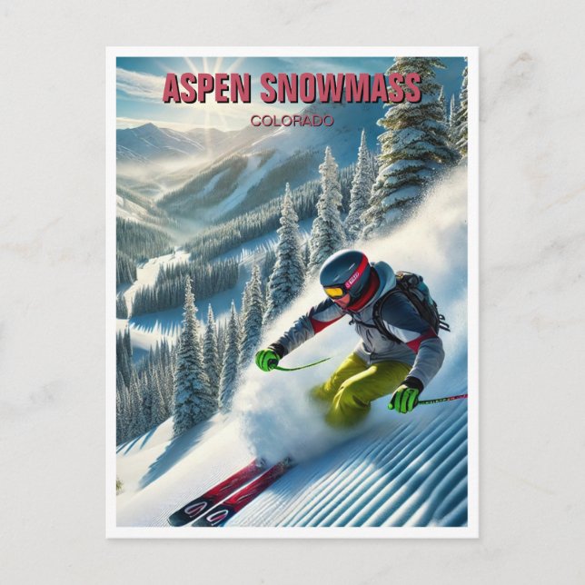 Cartão Postal Aspen Snowmass Skier Skiing (Frente)