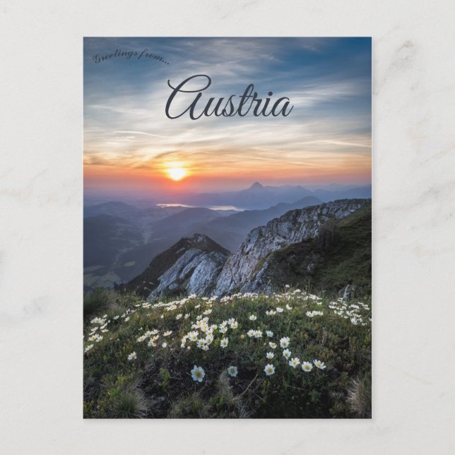 Cartão Postal Assalto do sol em Ebensee Áustria (Frente)