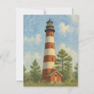 Cartão Postal Assateague Lighthouse Watercolor