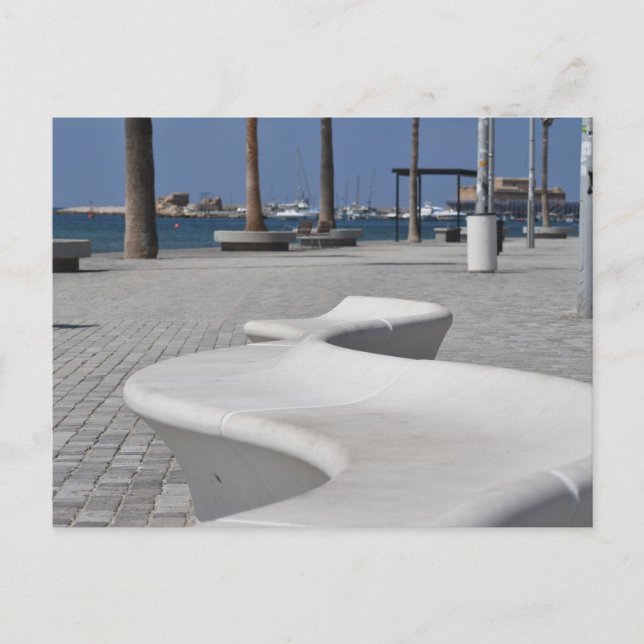 Cartão Postal Assento à beira-mar de Pafos, Chipre (Frente)
