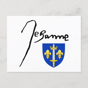 Cartão Postal Assinatura/ brasão de armas de Joana d'Arc