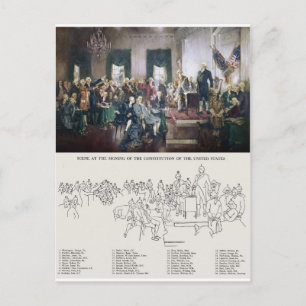 Cartão Postal Assinatura da Constituição com Pessoas Identific