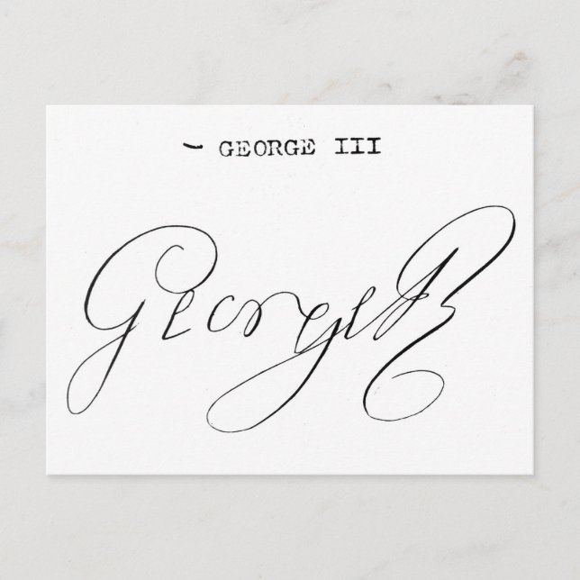 Cartão Postal Assinatura do Rei George III (Frente)