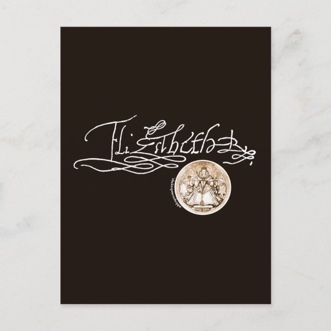 Cartão Postal Assinatura Elizabeth I (Versão 1) (Frente)