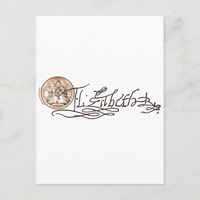 Cartão Postal Assinatura Elizabeth I (Versão 2) (Frente)