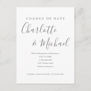 Cartão Postal Assinatura Moderna Alterar a Data Adiada