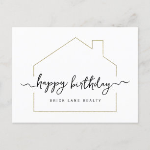 Cartão Postal Assinatura Script Feliz Aniversário Imobiliária