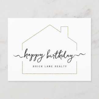 Cartão Postal Assinatura Script Feliz Aniversário Imobiliária