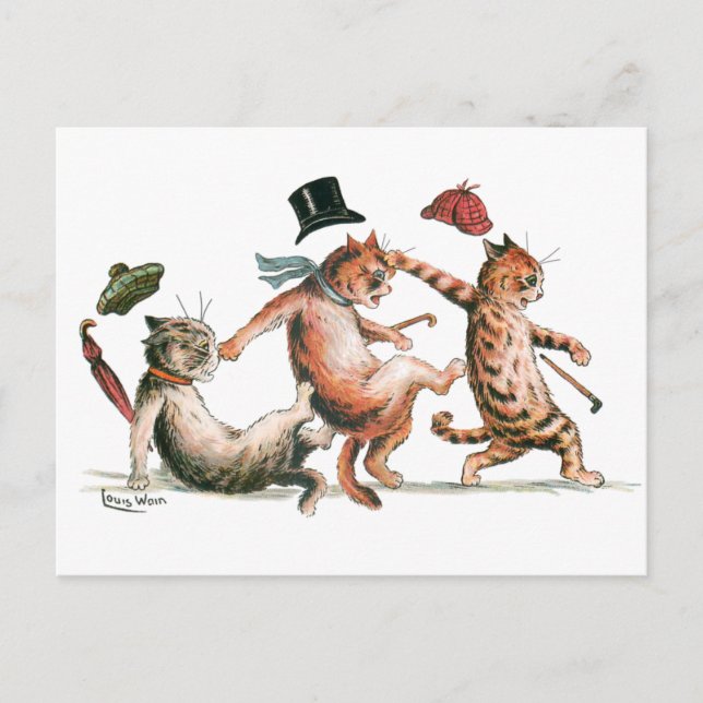 Cartão Postal Assista aos "Step Cats" de Louis Wain (Frente)
