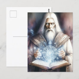 Cartão Postal Assistente Casting de um Spellbook Fantasy Waterco
