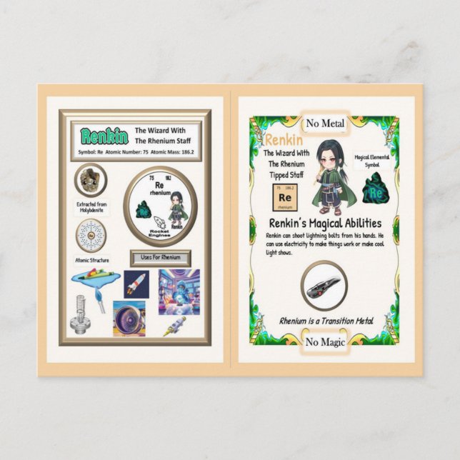 Cartão Postal Assistente de Renkin - Elemento Rhenium (Frente)
