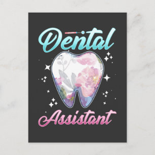 Cartão Postal Assistente Dentário Floral Dente Profissão de Dent