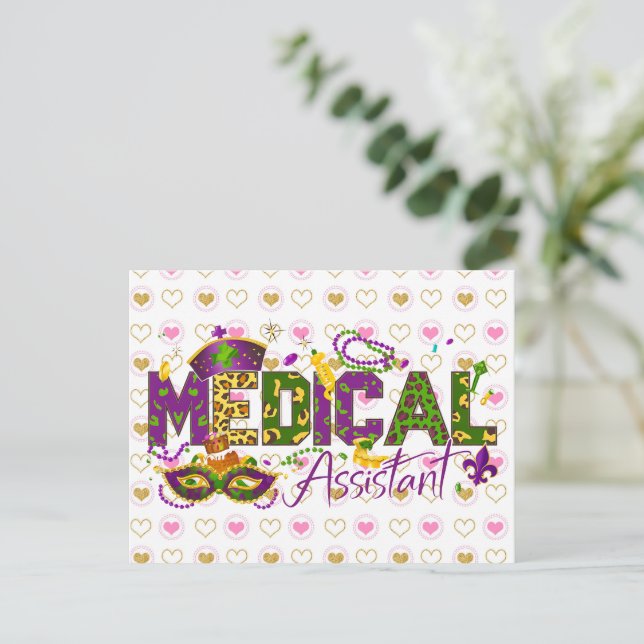 Cartão Postal Assistente médico - Mardi Gras (Em pé/Frente)