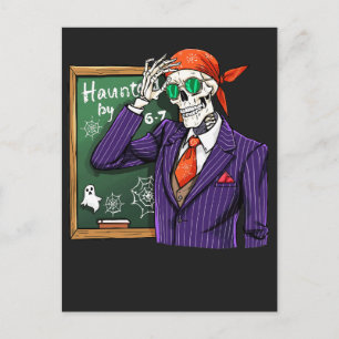 Cartão Postal Assombrado por 6-7 Professor Engraçado Halloween