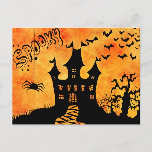 cartão postal assustador de halloween (Frente)