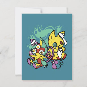 Cartão Postal Assustador de Paw   Monstrous Cats Halloween