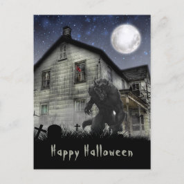 Cartão Postal Assustador Feliz Halloween Werewolf