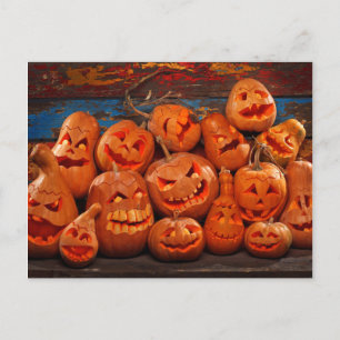 Cartão Postal Assustador Jack O Lanterna Halloween Pumpkins 2