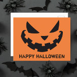 Cartão Postal Assustador Jack O Lanterna Orango Personalizado Fe<br><div class="desc">Este cartão postal de Dia das Bruxas cor de laranja assustador apresenta um legal sorriso Jack O Lantern e seu próprio texto personalizado. Cartões postais personalizados bonitos e assustadores.</div>