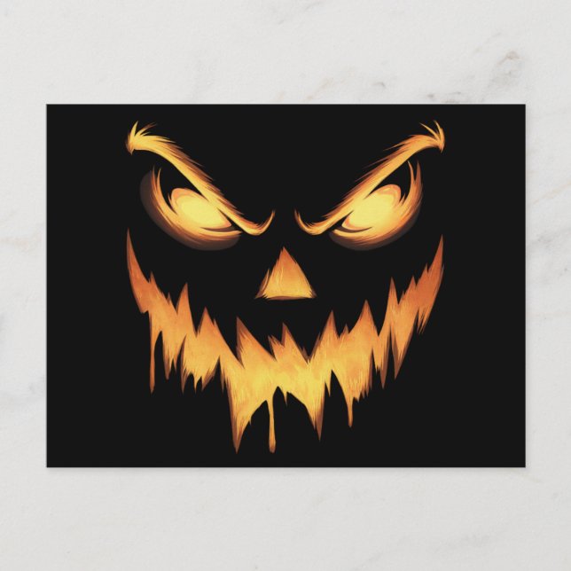 Cartão Postal Assustador Pumpkin Jack O Lanterna Face Halloween (Frente)