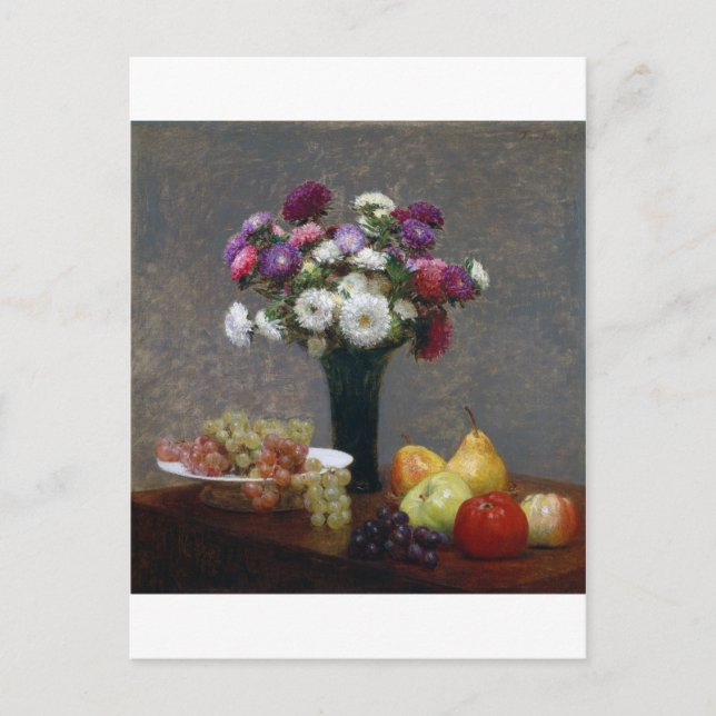 Cartão Postal Asters and Fruta, Henri Fantin-Latour (Frente)